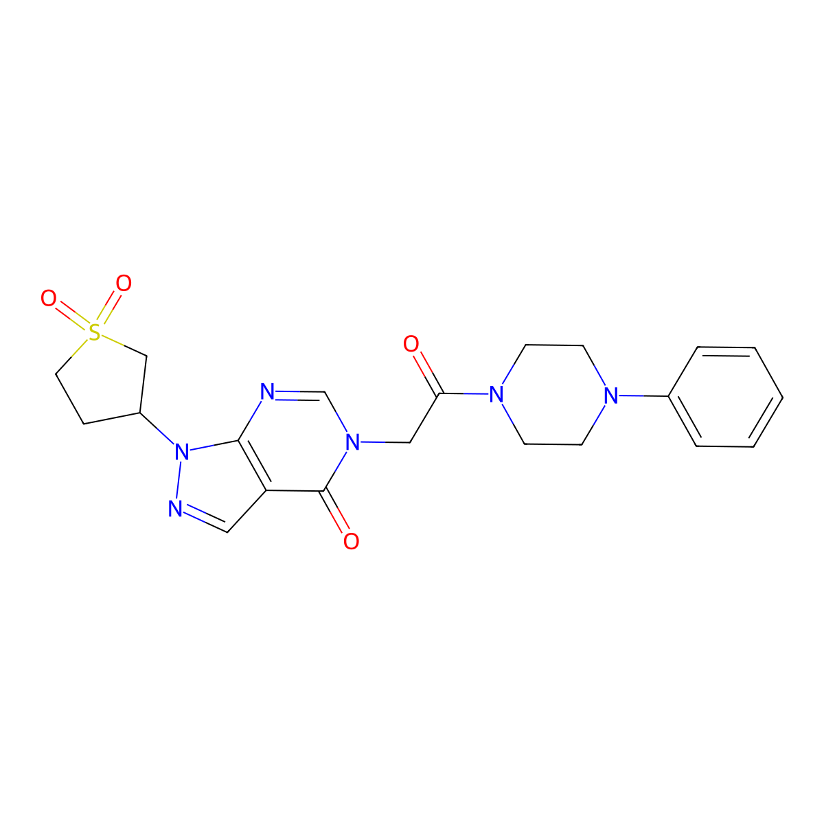 1-(1,1-dioxidotetrahydrothiophen-3-yl)-5-(2-oxo-2-(4-phenylpiperazin-1-yl)ethyl)-1H-pyrazolo[3,4-d]pyrimidin-4(5H)-one molecular structure, CAS 1040645-33-7