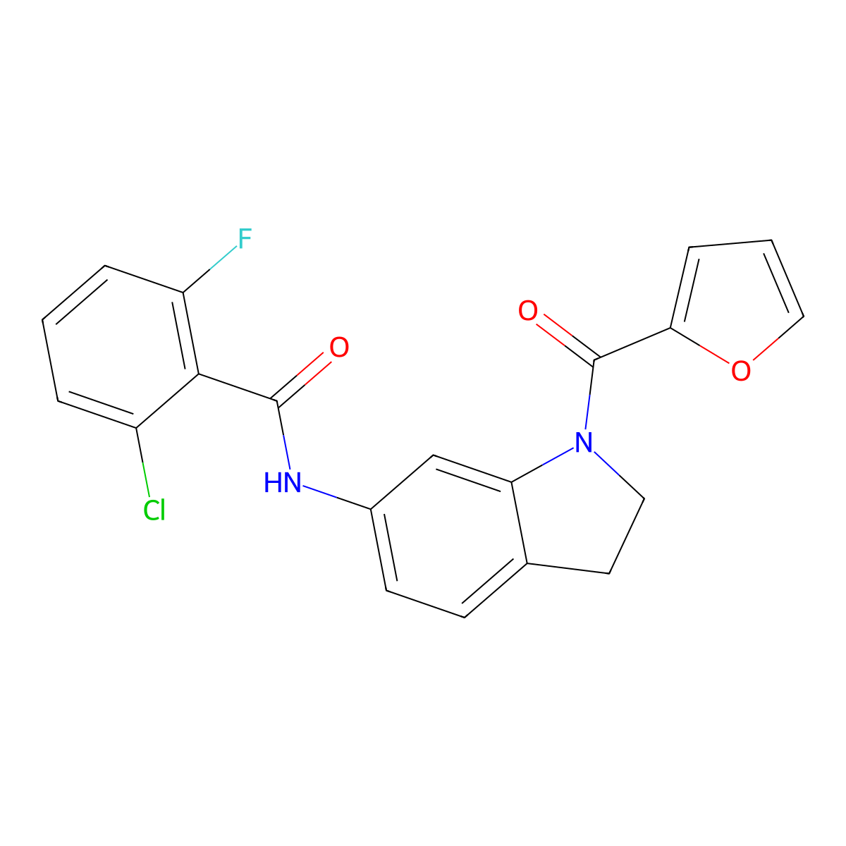 2-chloro-6-fluoro-N-(1-(furan-2-carbonyl)indolin-6-yl)benzamide molecular structure, CAS 1040645-34-8