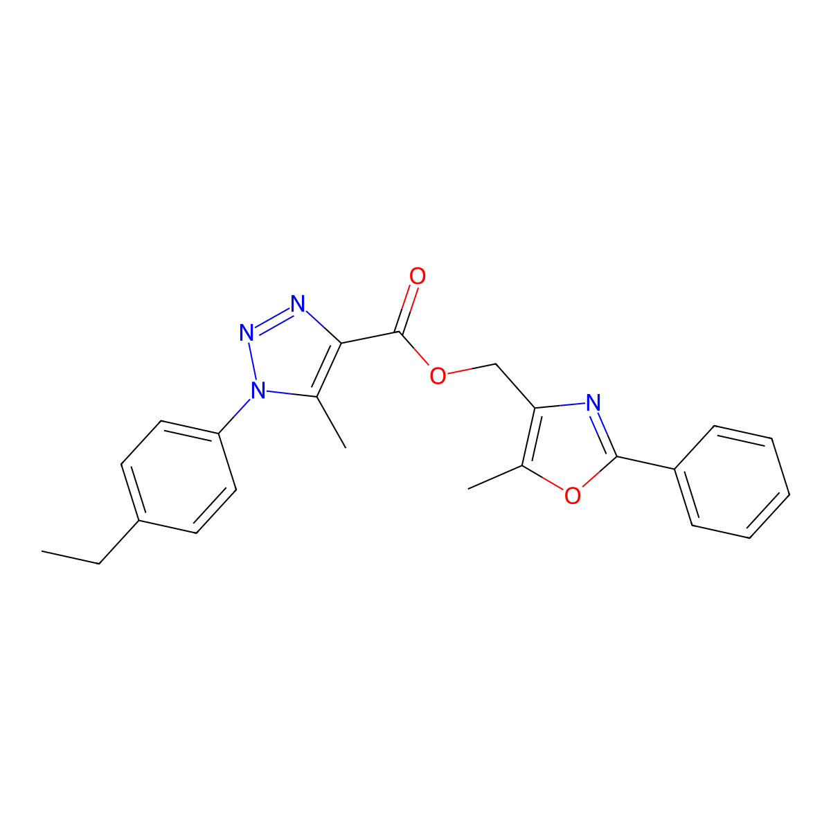(5-methyl-2-phenyl-1,3-oxazol-4-yl)methyl 1-(4-ethylphenyl)-5-methyl-1H-1,2,3-triazole-4-carboxylate molecular structure, CAS 1040645-35-9