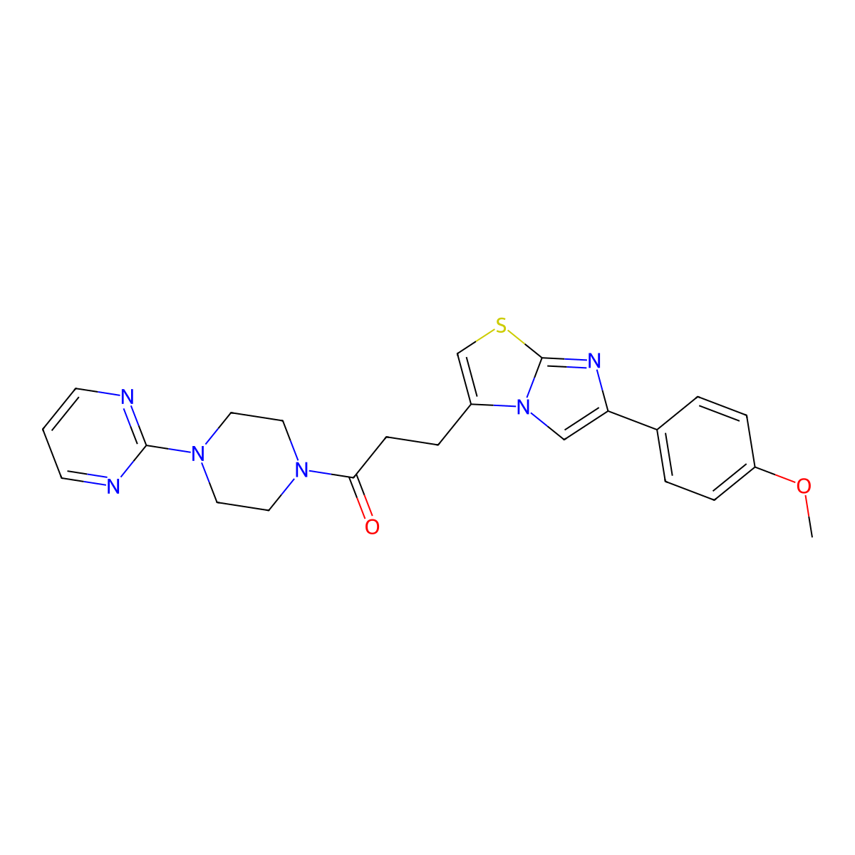 3-[6-(4-Methoxyphenyl)imidazo[2,1-b][1,3]thiazol-3-yl]-1-[4-(pyrimidin-2-yl)piperazin-1-yl]propan-1-one molecular structure, CAS 1040645-36-0