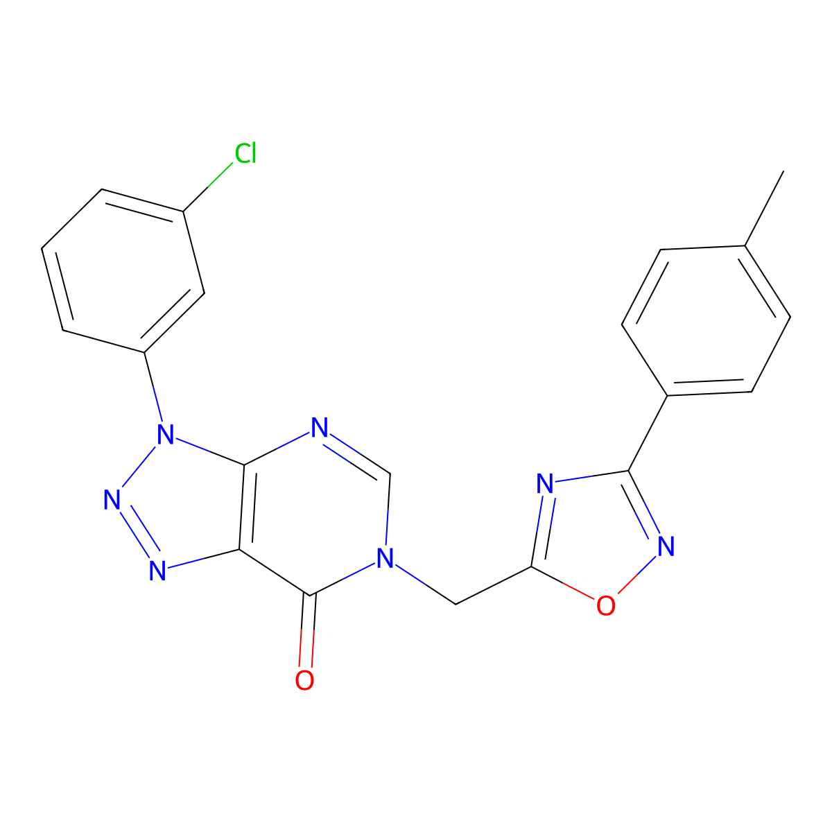 3-(3-chlorophenyl)-6-{[3-(4-methylphenyl)-1,2,4-oxadiazol-5-yl]methyl}-3H,6H,7H-[1,2,3]triazolo[4,5-d]pyrimidin-7-one molecular structure, CAS 1040645-39-3