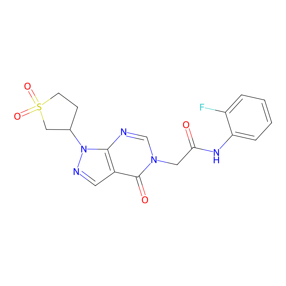 2-(1-(1,1-dioxidotetrahydrothiophen-3-yl)-4-oxo-1H-pyrazolo[3,4-d]pyrimidin-5(4H)-yl)-N-(2-fluorophenyl)acetamide molecular structure, CAS 1040645-41-7
