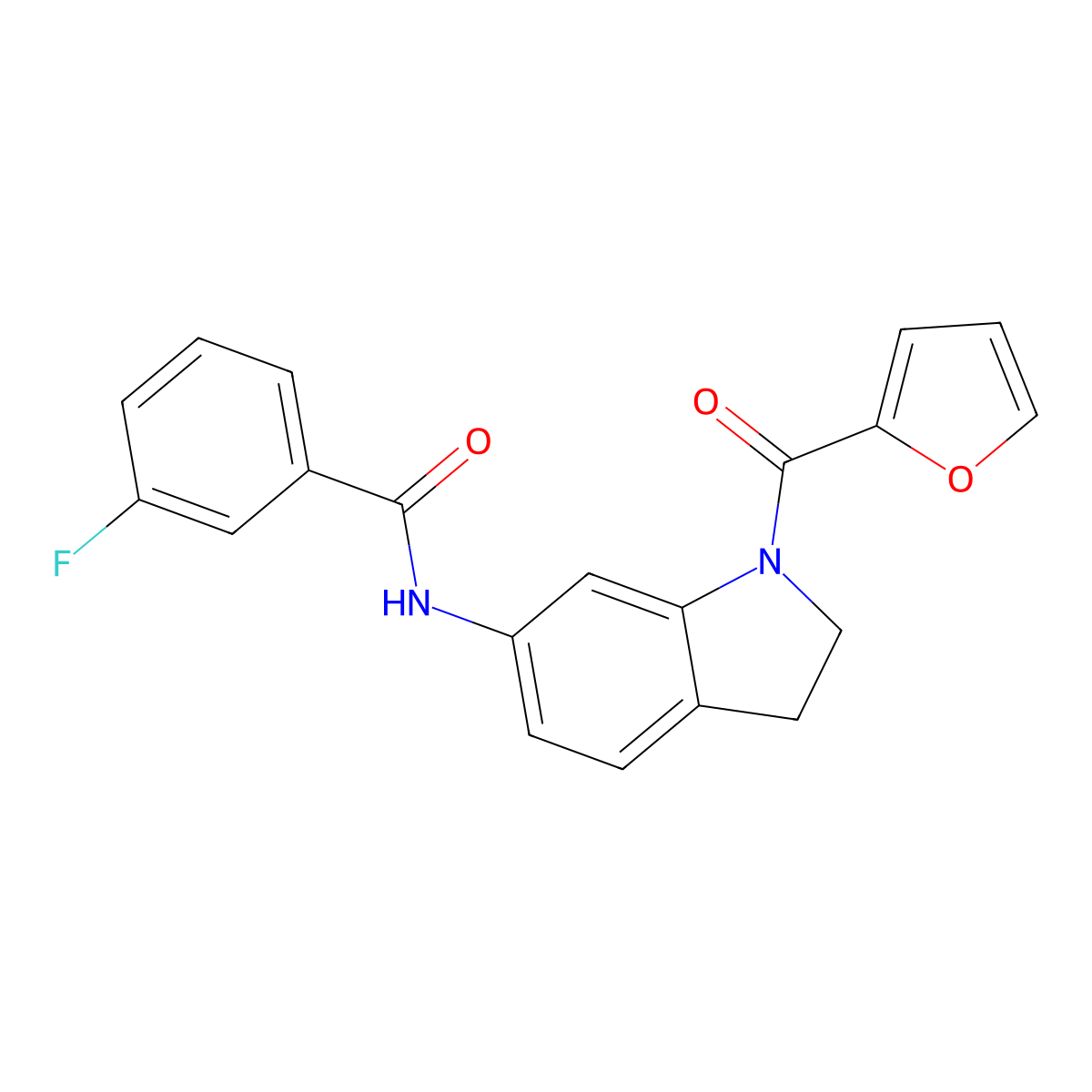 3-fluoro-N-(1-(furan-2-carbonyl)indolin-6-yl)benzamide molecular structure, CAS 1040645-42-8