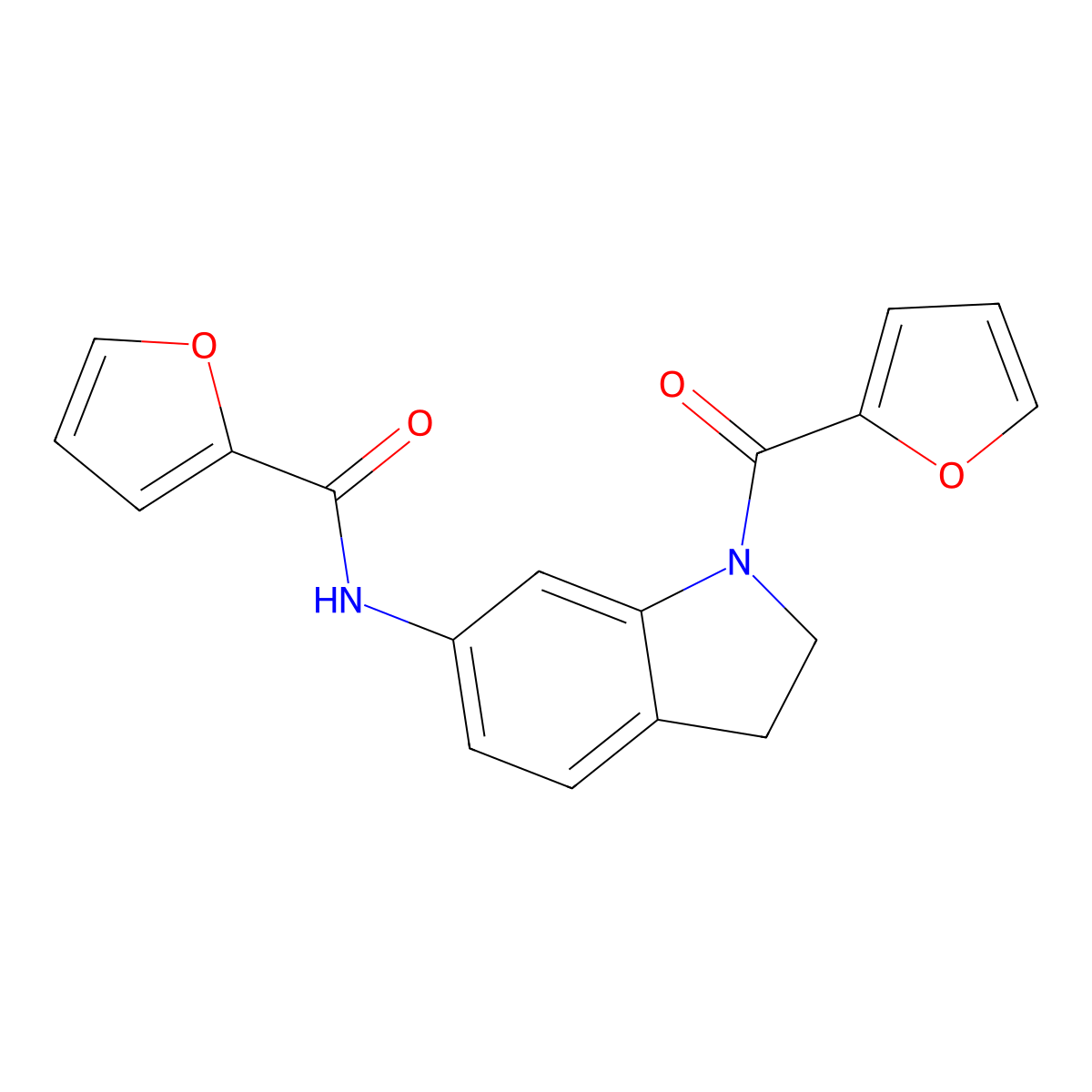 N-[1-(furan-2-carbonyl)-2,3-dihydro-1H-indol-6-yl]furan-2-carboxamide molecular structure, CAS 1040645-50-8