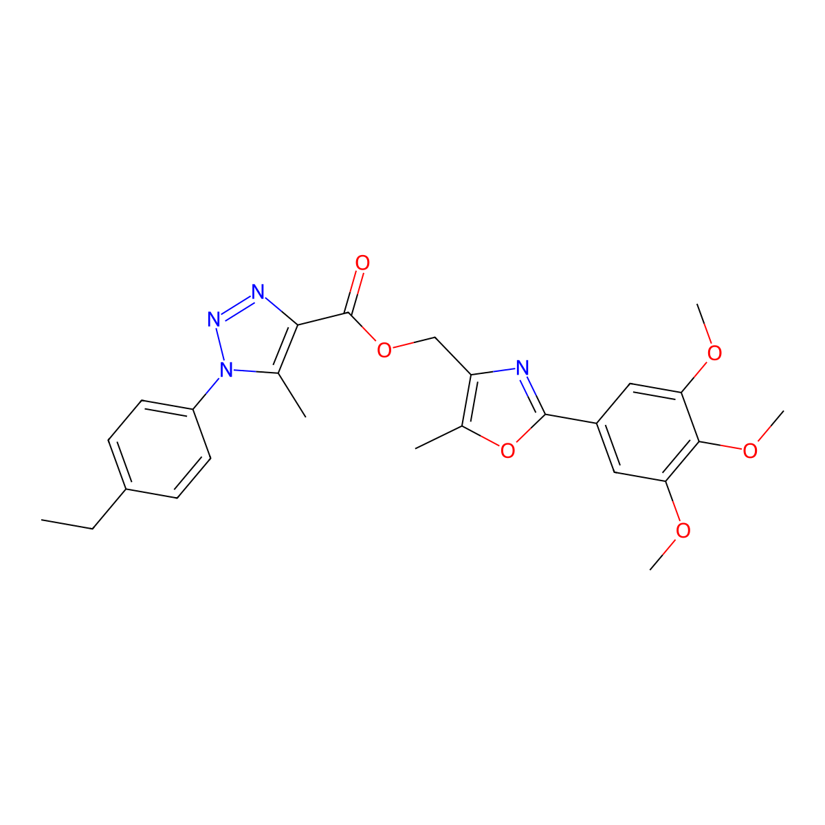 [5-methyl-2-(3,4,5-trimethoxyphenyl)-1,3-oxazol-4-yl]methyl 1-(4-ethylphenyl)-5-methyl-1H-1,2,3-triazole-4-carboxylate molecular structure, CAS 1040645-51-9