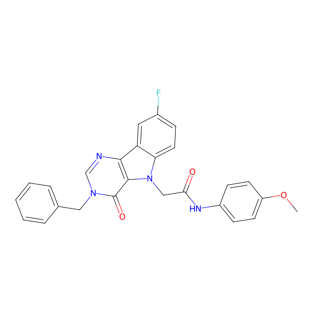 2-(3-benzyl-8-fluoro-4-oxo-3H-pyrimido[5,4-b]indol-5(4H)-yl)-N-(4-methoxyphenyl)acetamide molecular structure, CAS 1040645-58-6