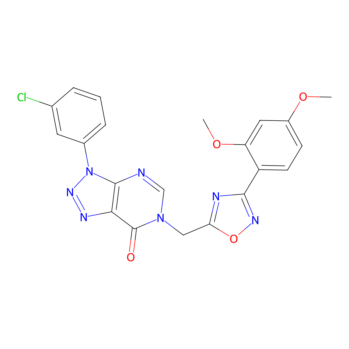 3-(3-chlorophenyl)-6-{[3-(2,4-dimethoxyphenyl)-1,2,4-oxadiazol-5-yl]methyl}-3,6-dihydro-7H-[1,2,3]triazolo[4,5-d]pyrimidin-7-one molecular structure, CAS 1040645-62-2