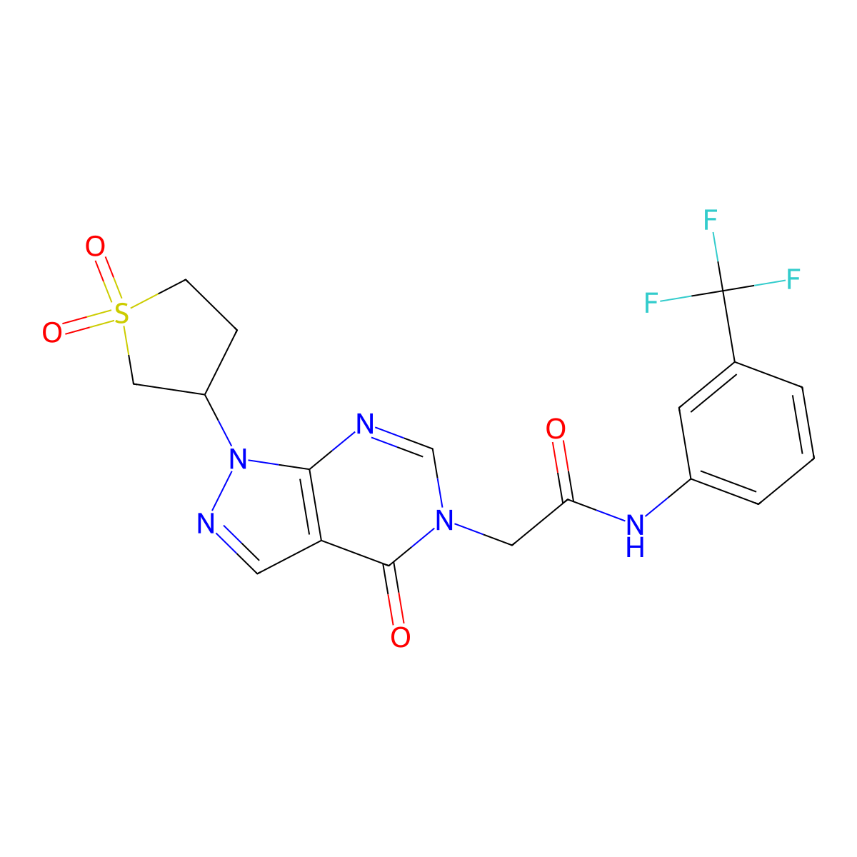 2-[1-(1,1-dioxo-1lambda6-thiolan-3-yl)-4-oxo-1H,4H,5H-pyrazolo[3,4-d]pyrimidin-5-yl]-N-[3-(trifluoromethyl)phenyl]acetamide molecular structure, CAS 1040645-64-4