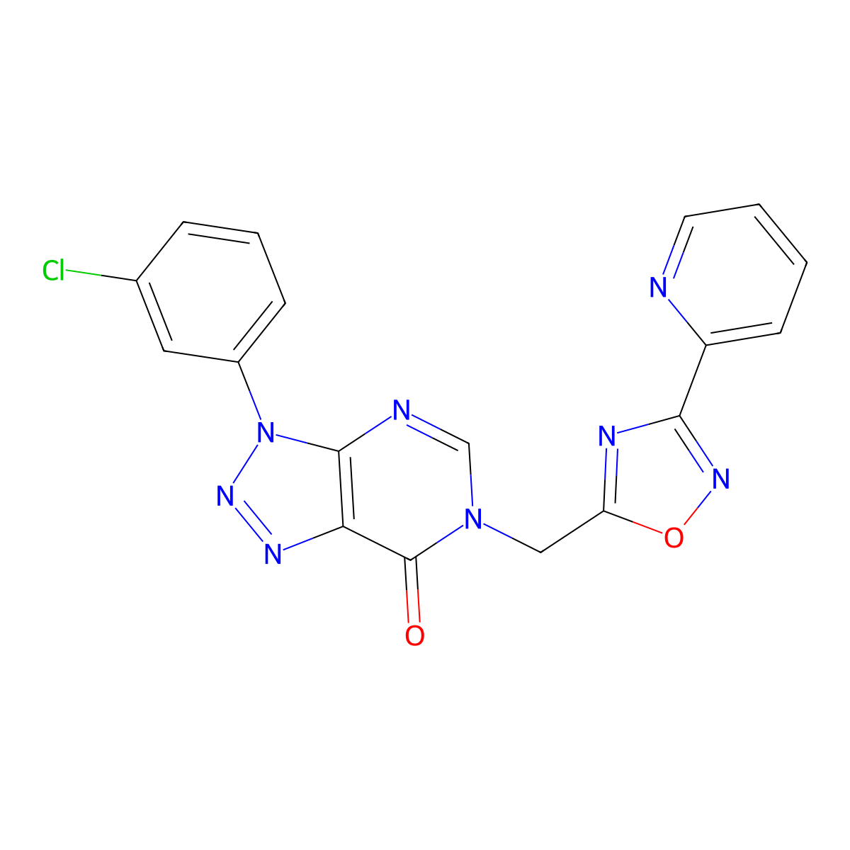 3-(3-chlorophenyl)-6-{[3-(pyridin-2-yl)-1,2,4-oxadiazol-5-yl]methyl}-3H,6H,7H-[1,2,3]triazolo[4,5-d]pyrimidin-7-one molecular structure, CAS 1040645-69-9