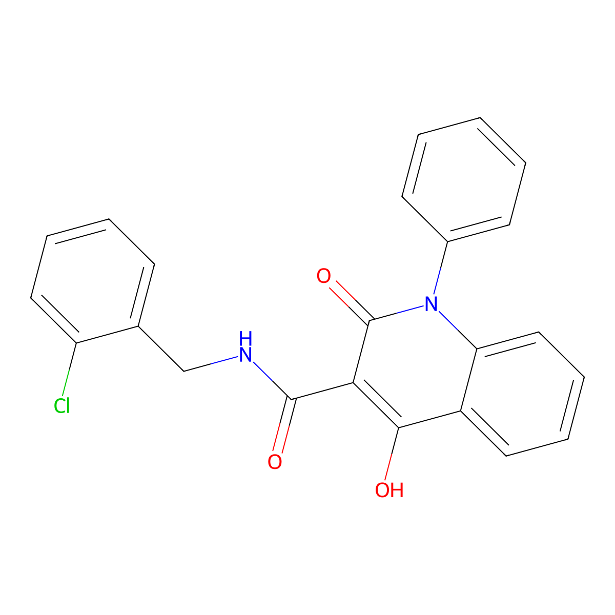 N-(2-chlorobenzyl)-4-hydroxy-2-oxo-1-phenyl-1,2-dihydroquinoline-3-carboxamide molecular structure, CAS 1040645-74-6