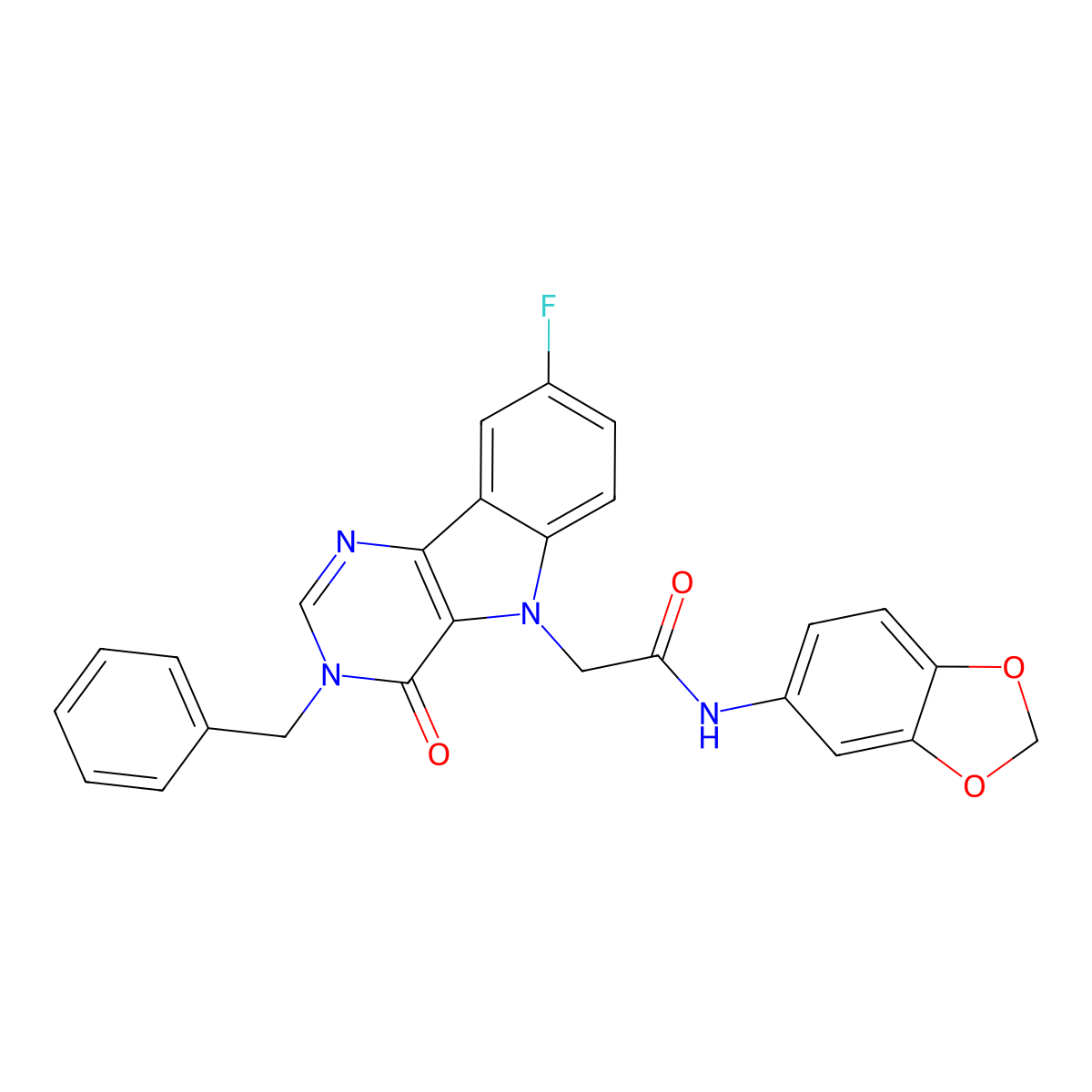 N-(benzo[d][1,3]dioxol-5-yl)-2-(3-benzyl-8-fluoro-4-oxo-3H-pyrimido[5,4-b]indol-5(4H)-yl)acetamide molecular structure, CAS 1040645-79-1