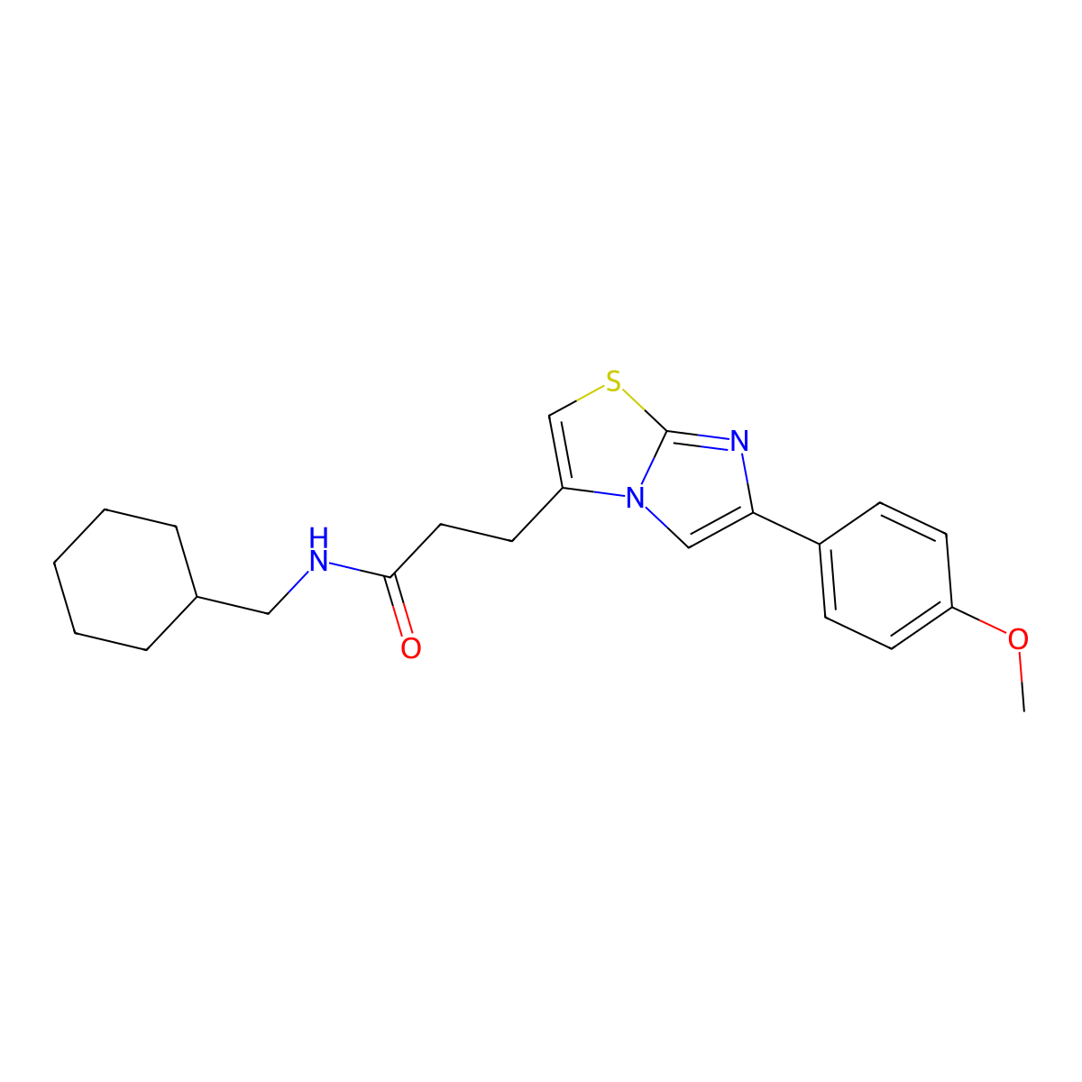 N-(cyclohexylmethyl)-3-[6-(4-methoxyphenyl)imidazo[2,1-b][1,3]thiazol-3-yl]propanamide molecular structure, CAS 1040645-80-4