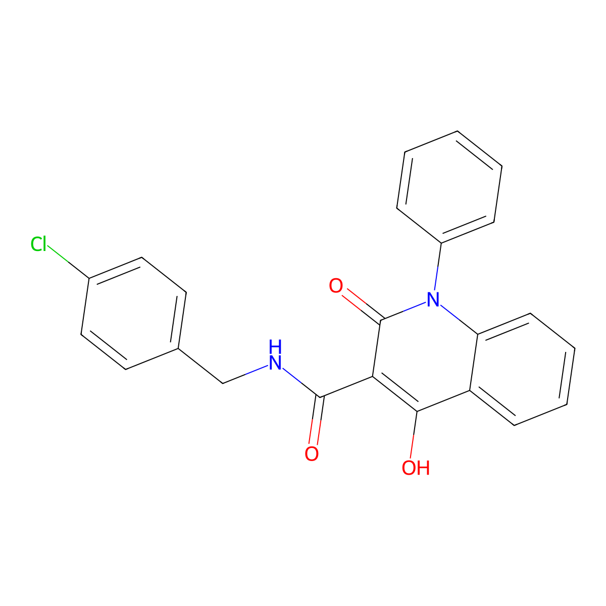N-[(4-chlorophenyl)methyl]-4-hydroxy-2-oxo-1-phenyl-1,2-dihydroquinoline-3-carboxamide molecular structure, CAS 1040645-81-5