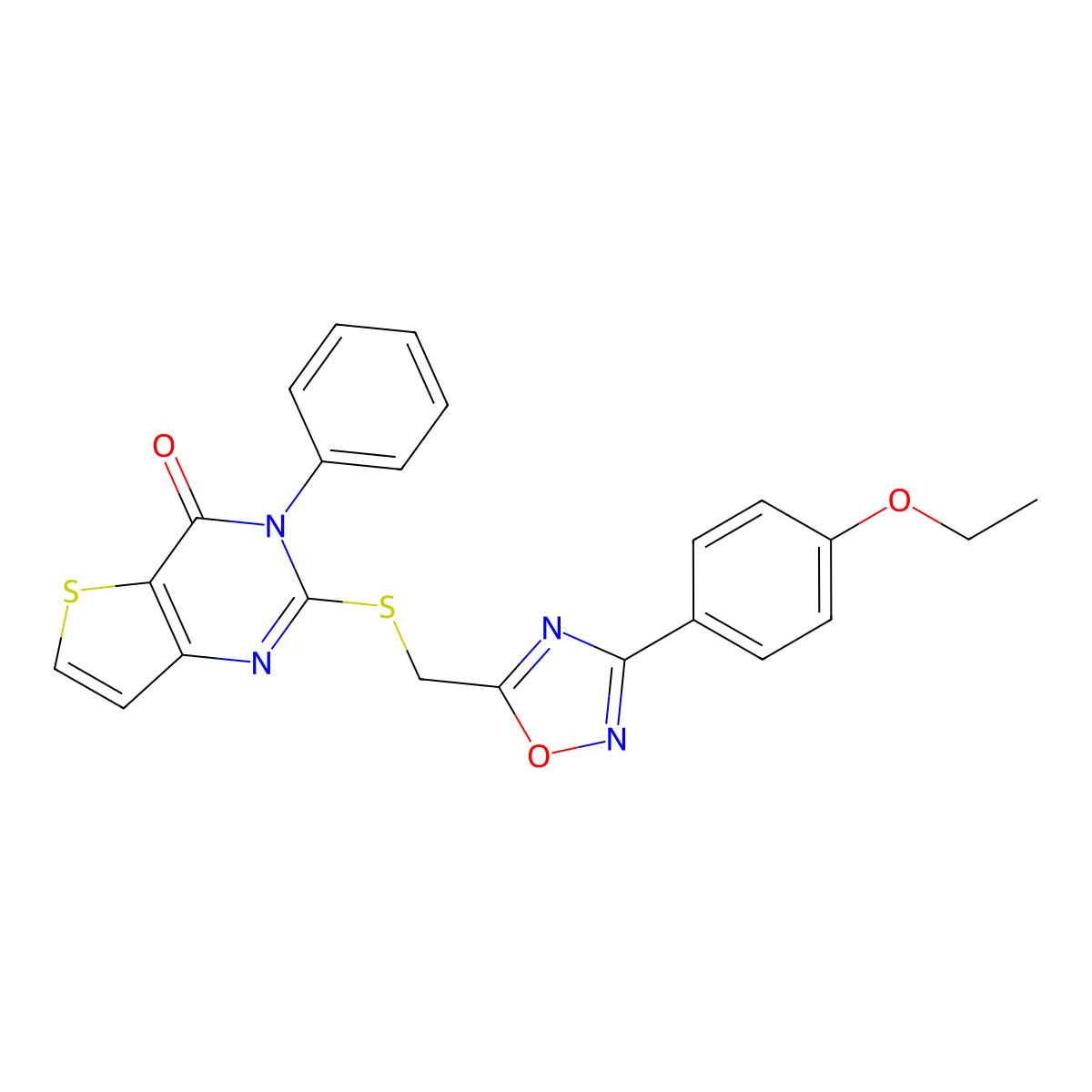 2-({[3-(4-ethoxyphenyl)-1,2,4-oxadiazol-5-yl]methyl}sulfanyl)-3-phenyl-3H,4H-thieno[3,2-d]pyrimidin-4-one molecular structure, CAS 1040645-89-3