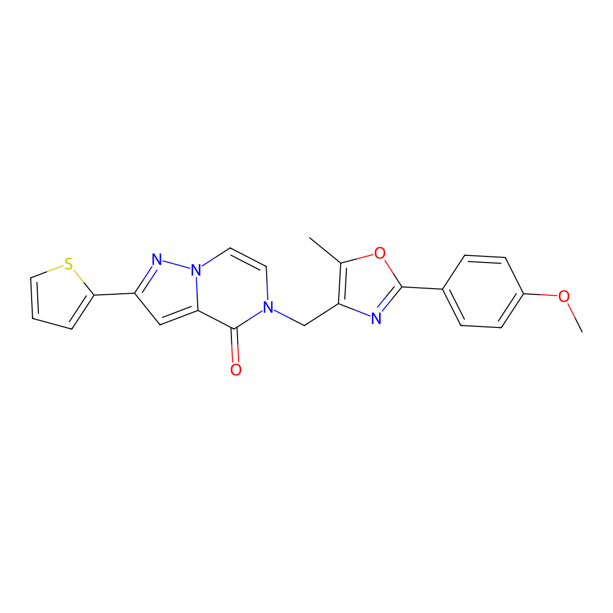 5-{[2-(4-methoxyphenyl)-5-methyl-1,3-oxazol-4-yl]methyl}-2-(thiophen-2-yl)-4H,5H-pyrazolo[1,5-a]pyrazin-4-one molecular structure, CAS 1040645-90-6