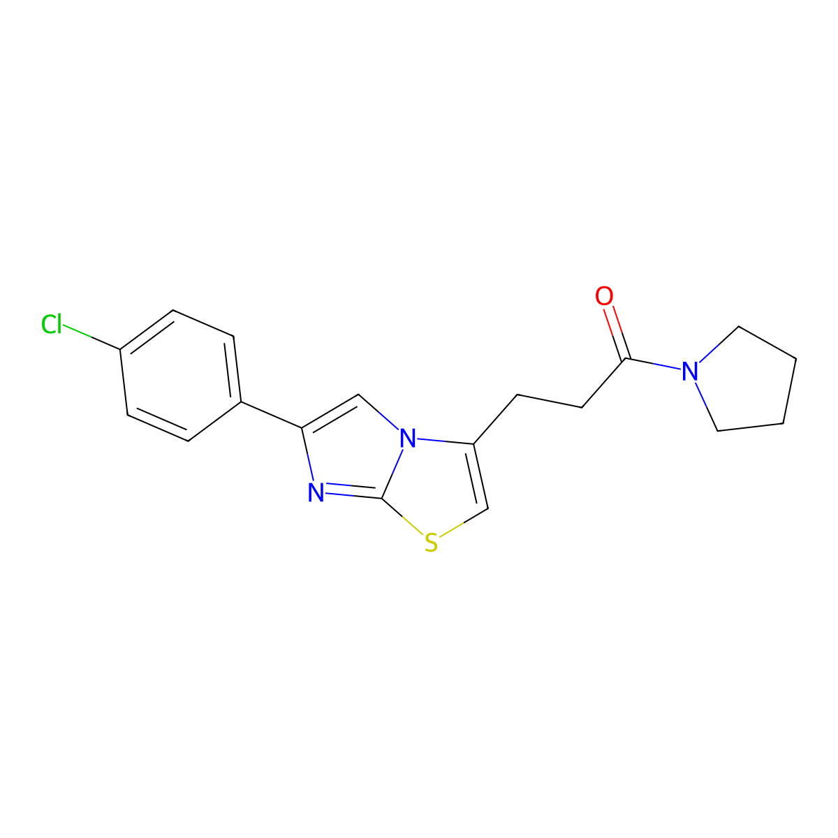 3-[6-(4-Chlorophenyl)imidazo[2,1-b][1,3]thiazol-3-yl]-1-(pyrrolidin-1-yl)propan-1-one molecular structure, CAS 1040645-94-0
