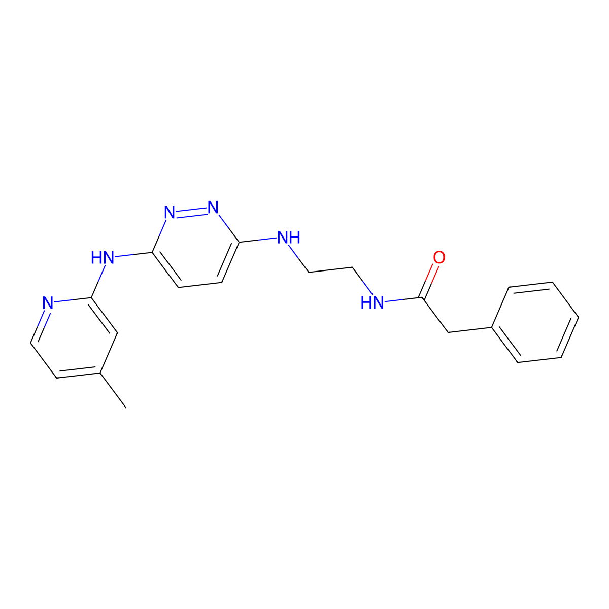 N-[2-({6-[(4-methylpyridin-2-yl)amino]pyridazin-3-yl}amino)ethyl]-2-phenylacetamide molecular structure, CAS 1040645-99-5