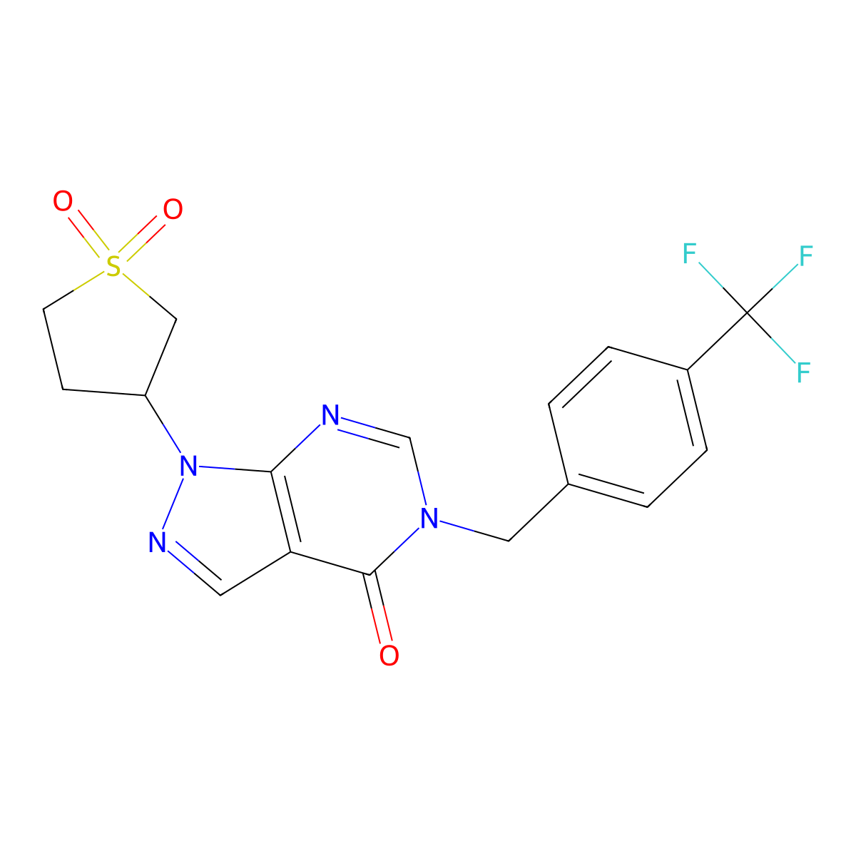 1-(1,1-dioxidotetrahydrothiophen-3-yl)-5-(4-(trifluoromethyl)benzyl)-1H-pyrazolo[3,4-d]pyrimidin-4(5H)-one molecular structure, CAS 1040646-15-8
