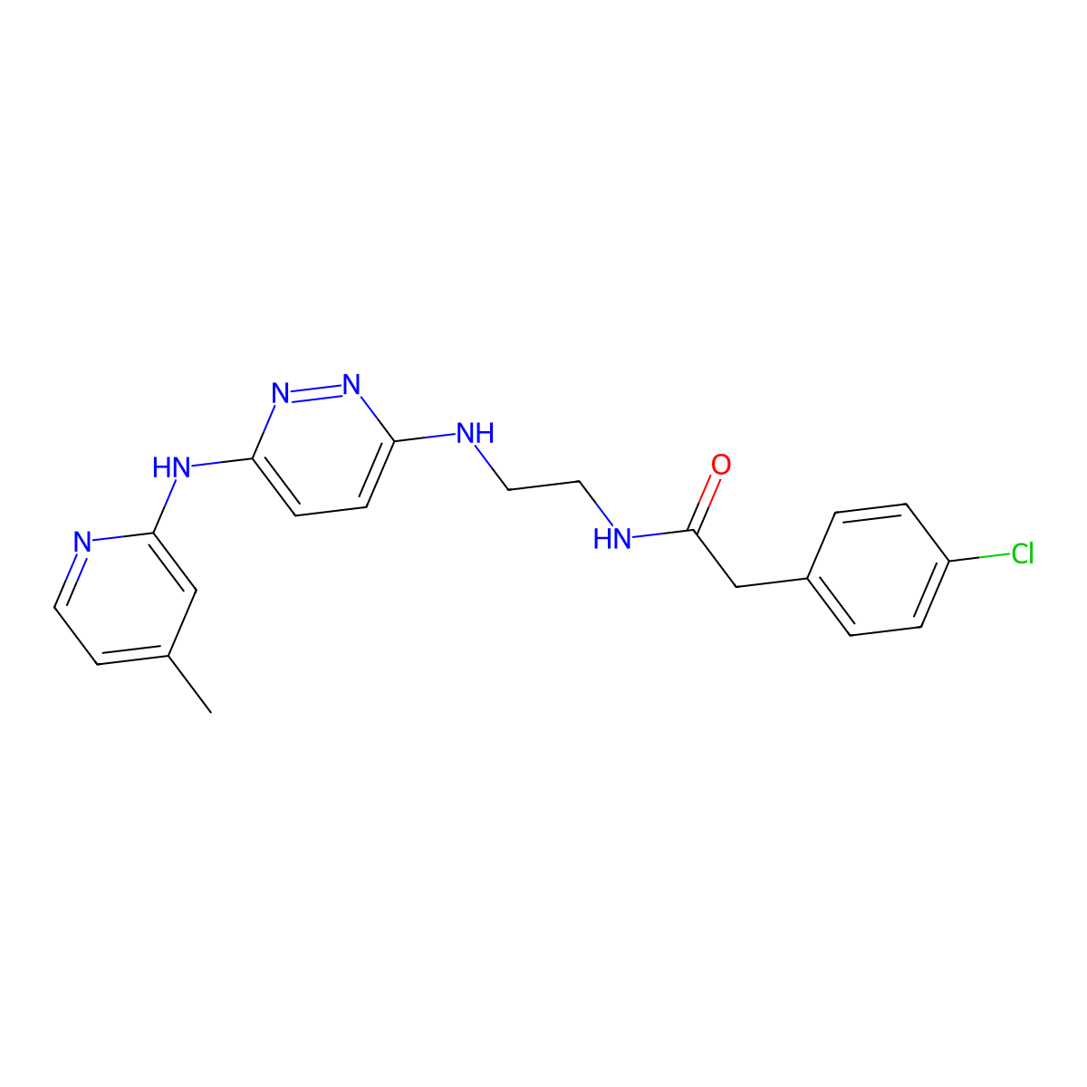 2-(4-chlorophenyl)-N-[2-({6-[(4-methylpyridin-2-yl)amino]pyridazin-3-yl}amino)ethyl]acetamide molecular structure, CAS 1040646-21-6