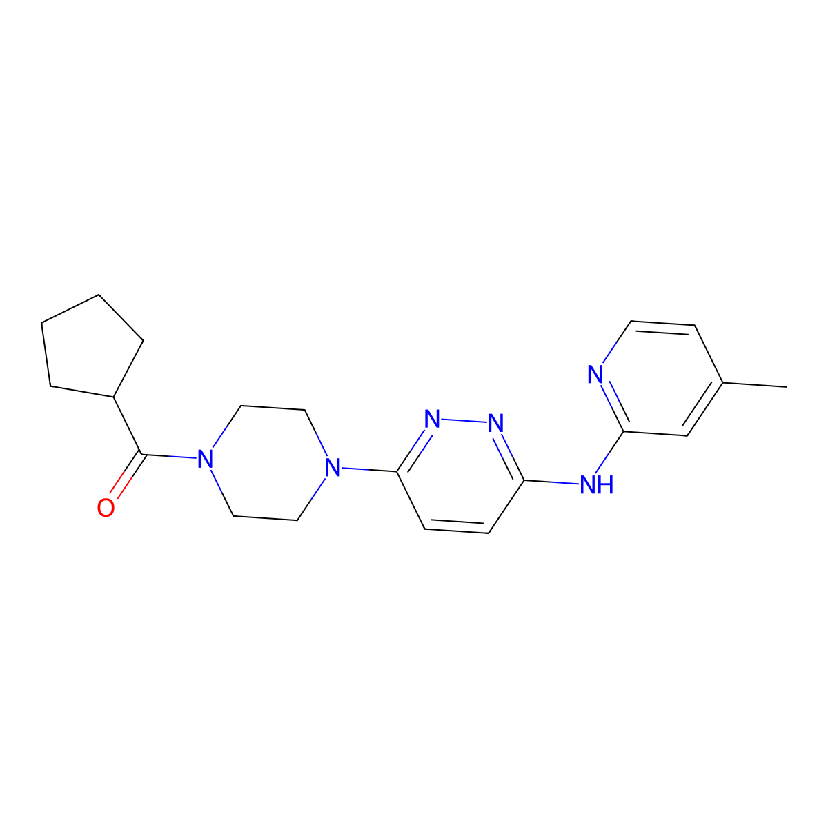 6-(4-cyclopentanecarbonylpiperazin-1-yl)-N-(4-methylpyridin-2-yl)pyridazin-3-amine molecular structure, CAS 1040646-27-2