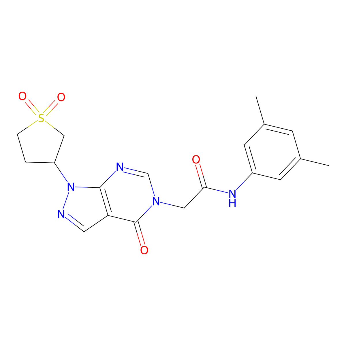 N-(3,5-dimethylphenyl)-2-(1-(1,1-dioxidotetrahydrothiophen-3-yl)-4-oxo-1H-pyrazolo[3,4-d]pyrimidin-5(4H)-yl)acetamide molecular structure, CAS 1040646-40-9