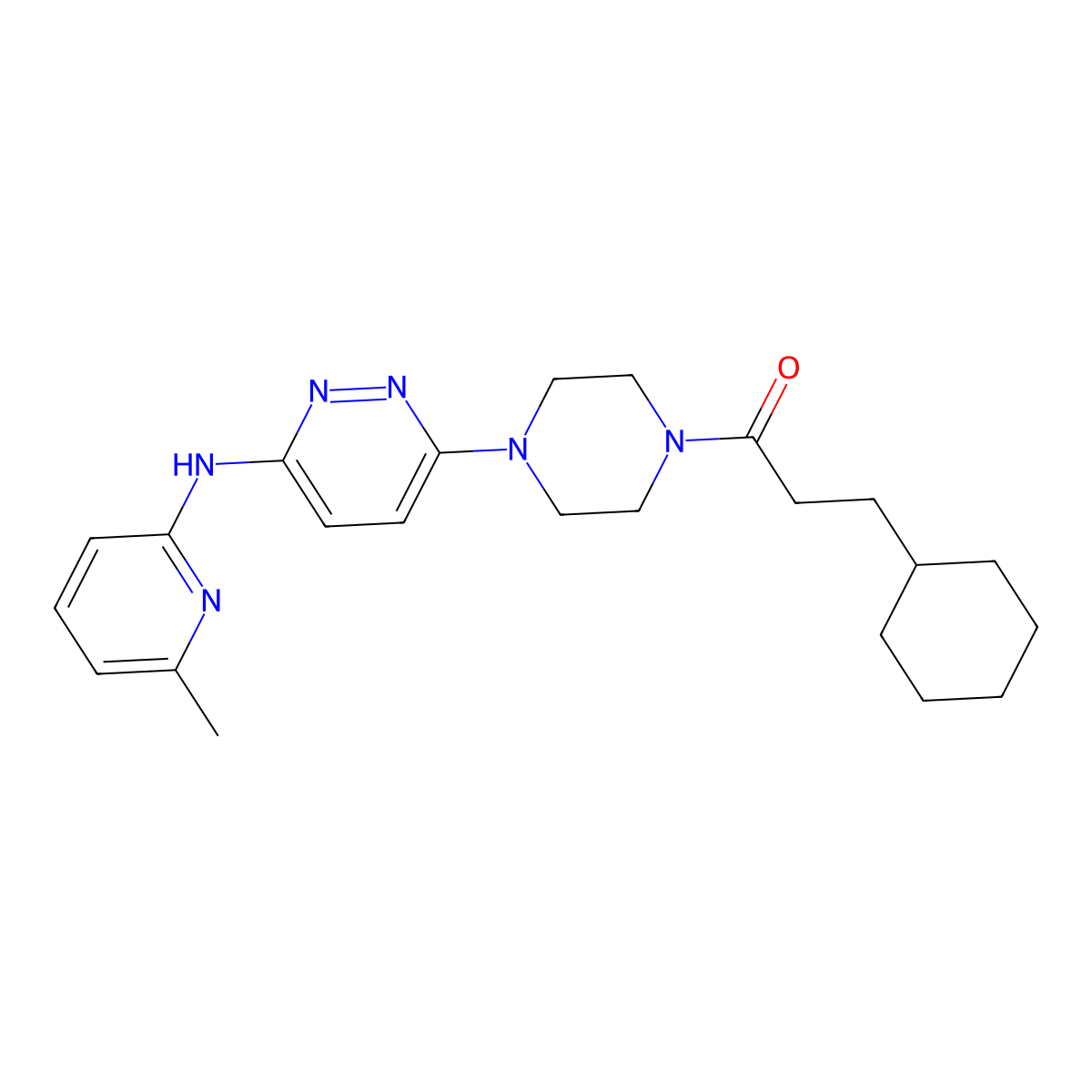 3-Cyclohexyl-1-(4-(6-((6-methylpyridin-2-yl)amino)pyridazin-3-yl)piperazin-1-yl)propan-1-one molecular structure, CAS 1040646-45-4