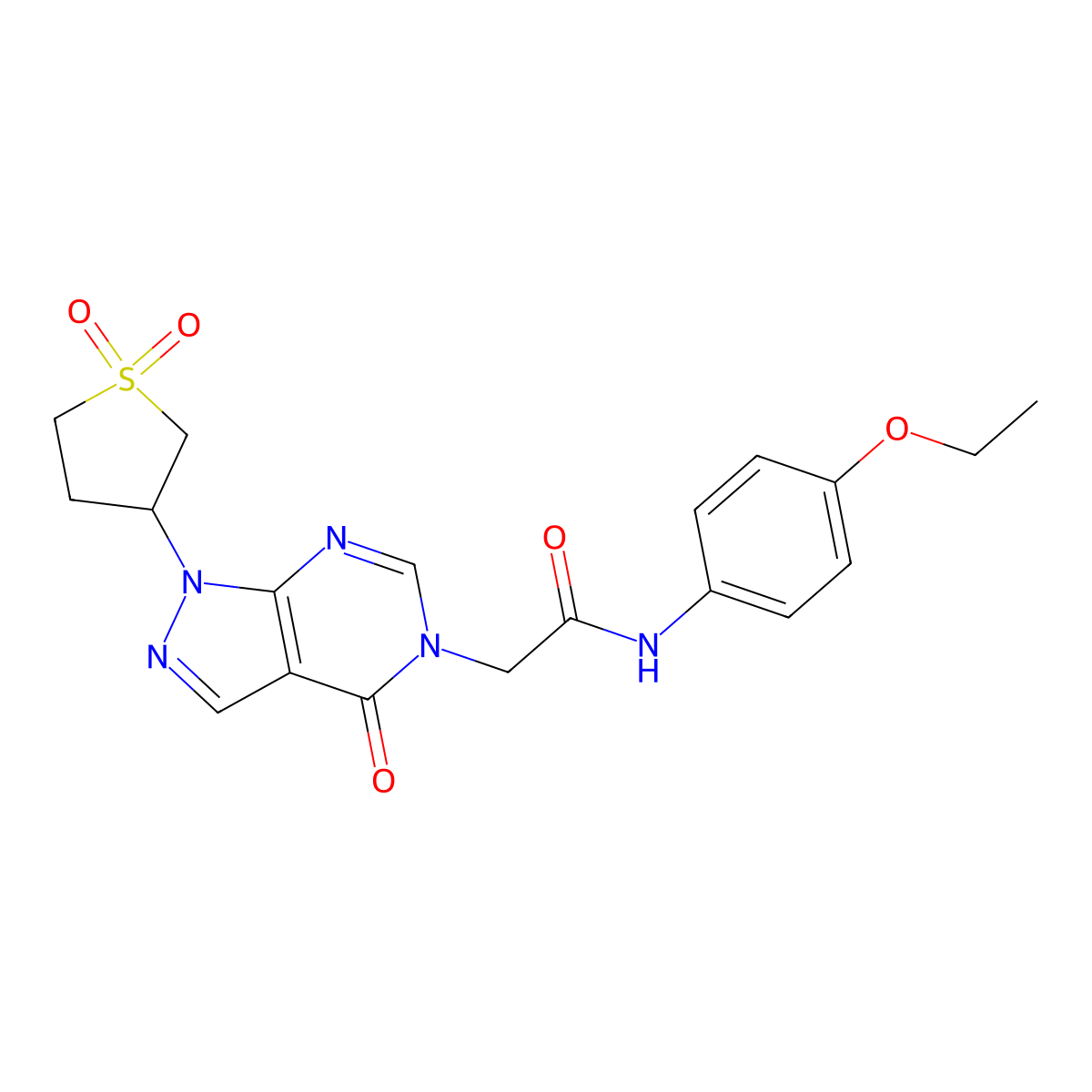 2-(1-(1,1-dioxidotetrahydrothiophen-3-yl)-4-oxo-1H-pyrazolo[3,4-d]pyrimidin-5(4H)-yl)-N-(4-ethoxyphenyl)acetamide molecular structure, CAS 1040646-46-5