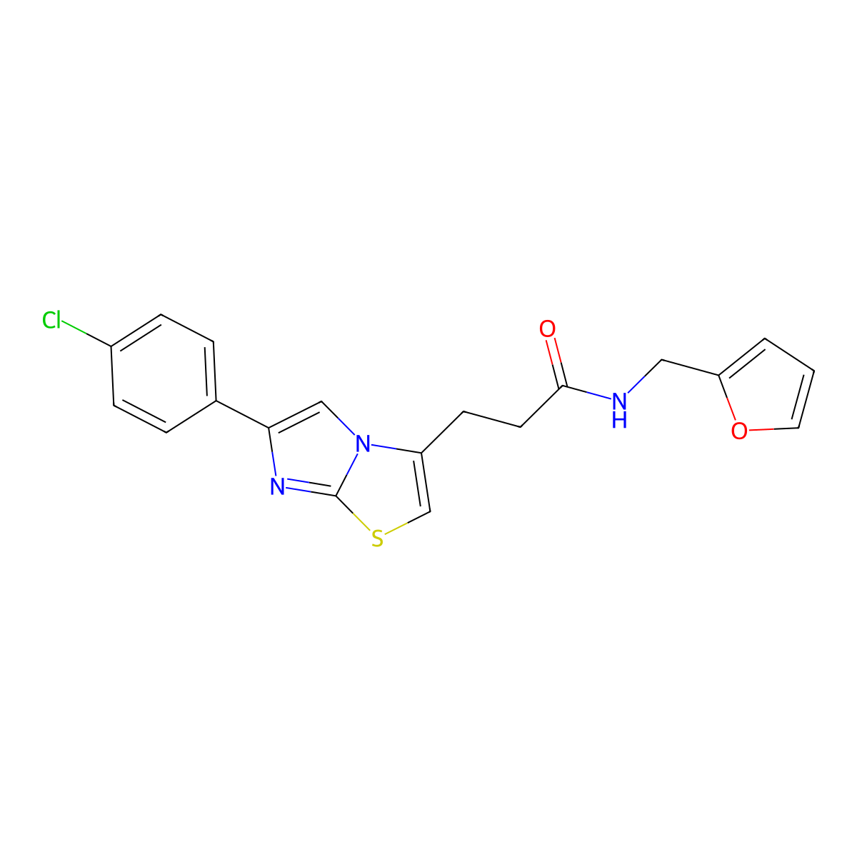 3-(6-(4-chlorophenyl)imidazo[2,1-b]thiazol-3-yl)-N-(furan-2-ylmethyl)propanamide molecular structure, CAS 1040646-49-8