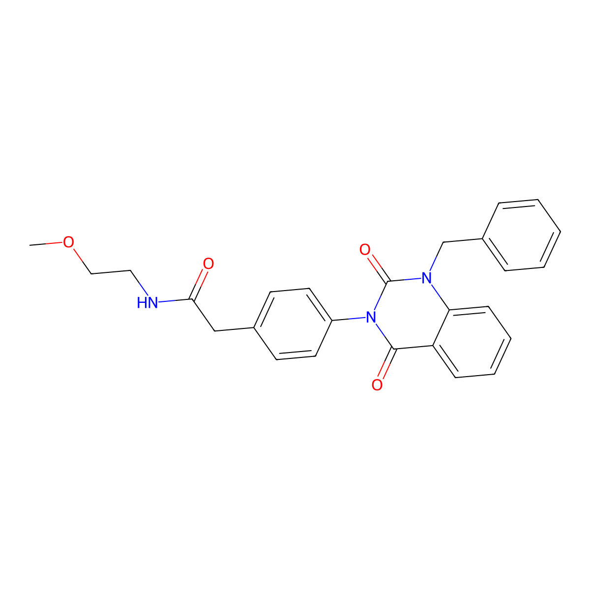 2-[4-(1-benzyl-2,4-dioxo-1,2,3,4-tetrahydroquinazolin-3-yl)phenyl]-N-(2-methoxyethyl)acetamide molecular structure, CAS 1040646-58-9