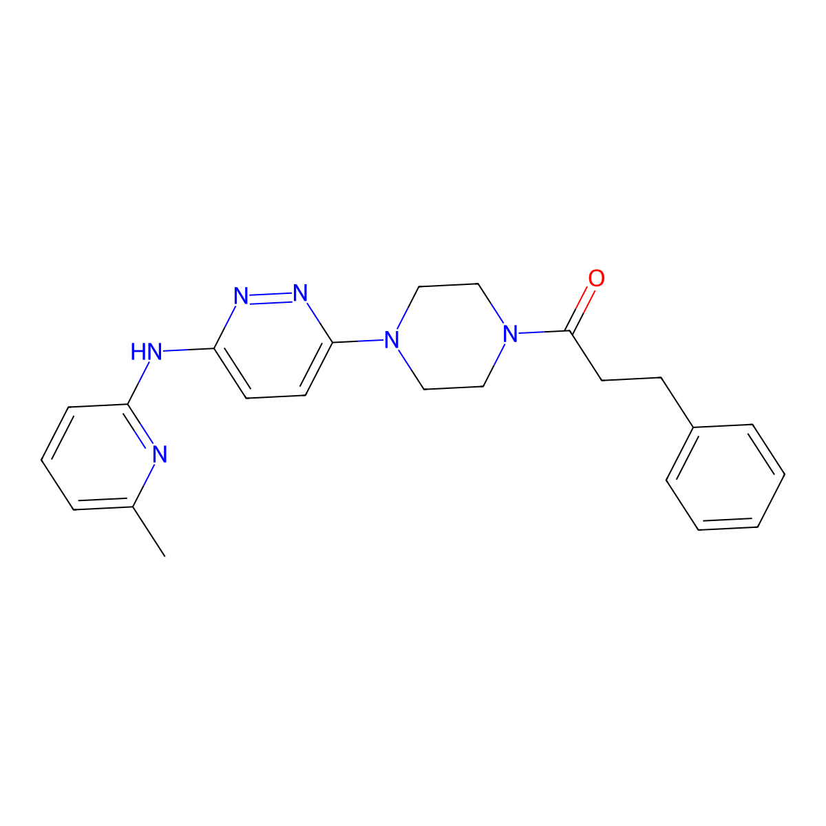 1-(4-(6-((6-Methylpyridin-2-yl)amino)pyridazin-3-yl)piperazin-1-yl)-3-phenylpropan-1-one molecular structure, CAS 1040646-60-3
