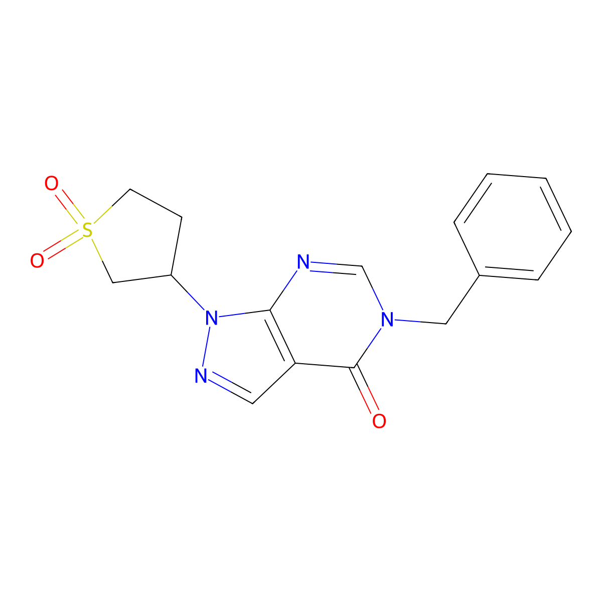 5-benzyl-1-(1,1-dioxidotetrahydrothiophen-3-yl)-1H-pyrazolo[3,4-d]pyrimidin-4(5H)-one molecular structure, CAS 1040646-61-4