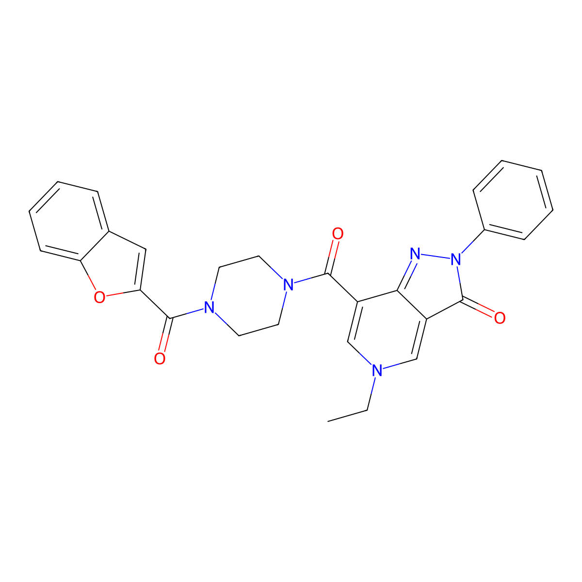 7-(4-(benzofuran-2-carbonyl)piperazine-1-carbonyl)-5-ethyl-2-phenyl-2H-pyrazolo[4,3-c]pyridin-3(5H)-one molecular structure, CAS 1040646-77-2