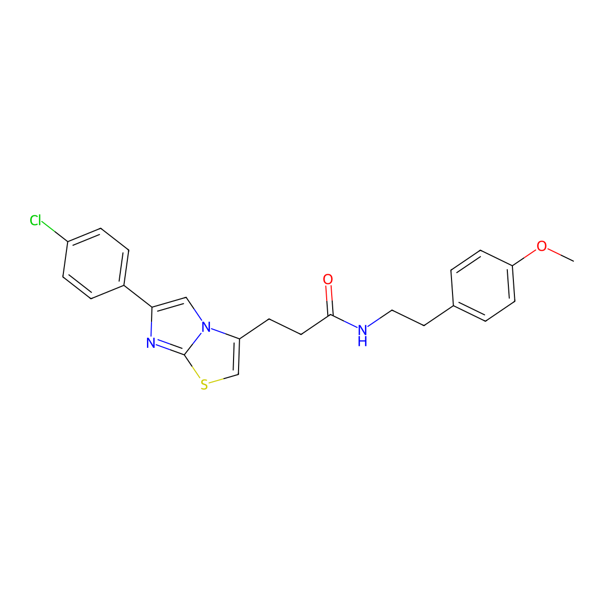 3-(6-(4-chlorophenyl)imidazo[2,1-b]thiazol-3-yl)-N-(4-methoxyphenethyl)propanamide molecular structure, CAS 1040646-79-4
