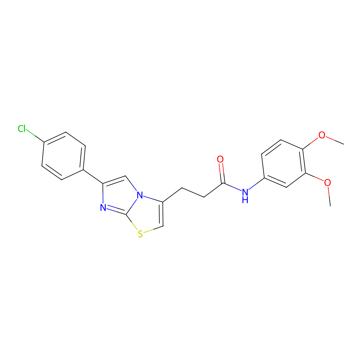 3-(6-(4-chlorophenyl)imidazo[2,1-b]thiazol-3-yl)-N-(3,4-dimethoxyphenyl)propanamide molecular structure, CAS 1040646-86-3