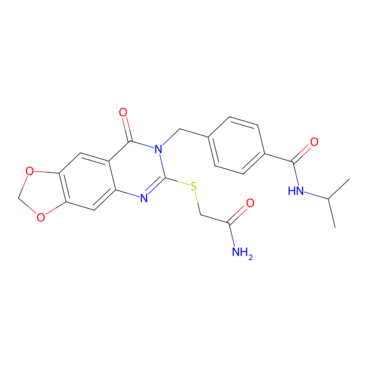 4-((6-((2-amino-2-oxoethyl)thio)-8-oxo-[1,3]dioxolo[4,5-g]quinazolin-7(8H)-yl)methyl)-N-isopropylbenzamide molecular structure, CAS 1040646-87-4