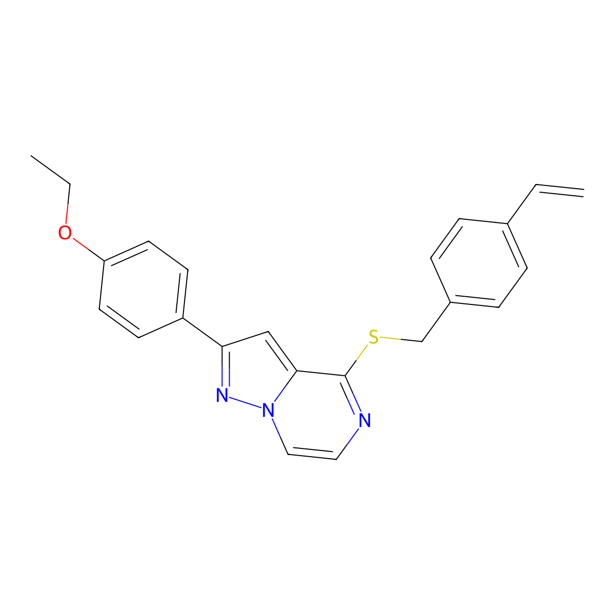 2-(4-Ethoxyphenyl)-4-[(4-vinylbenzyl)thio]pyrazolo[1,5-a]pyrazine molecular structure, CAS 1040646-88-5