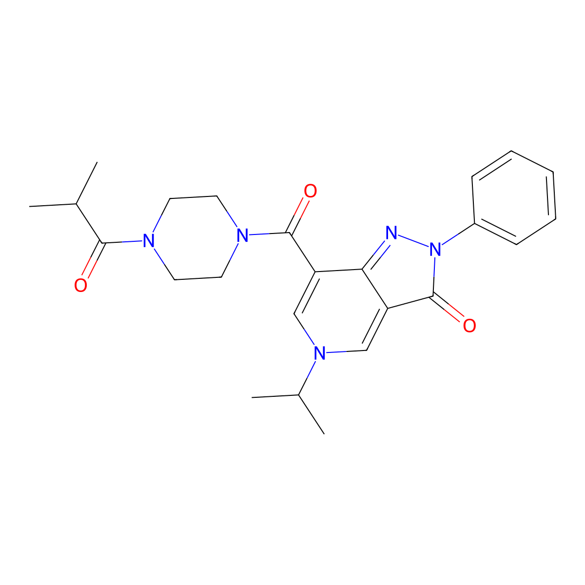 7-(4-isobutyrylpiperazine-1-carbonyl)-5-isopropyl-2-phenyl-2H-pyrazolo[4,3-c]pyridin-3(5H)-one molecular structure, CAS 1040646-91-0