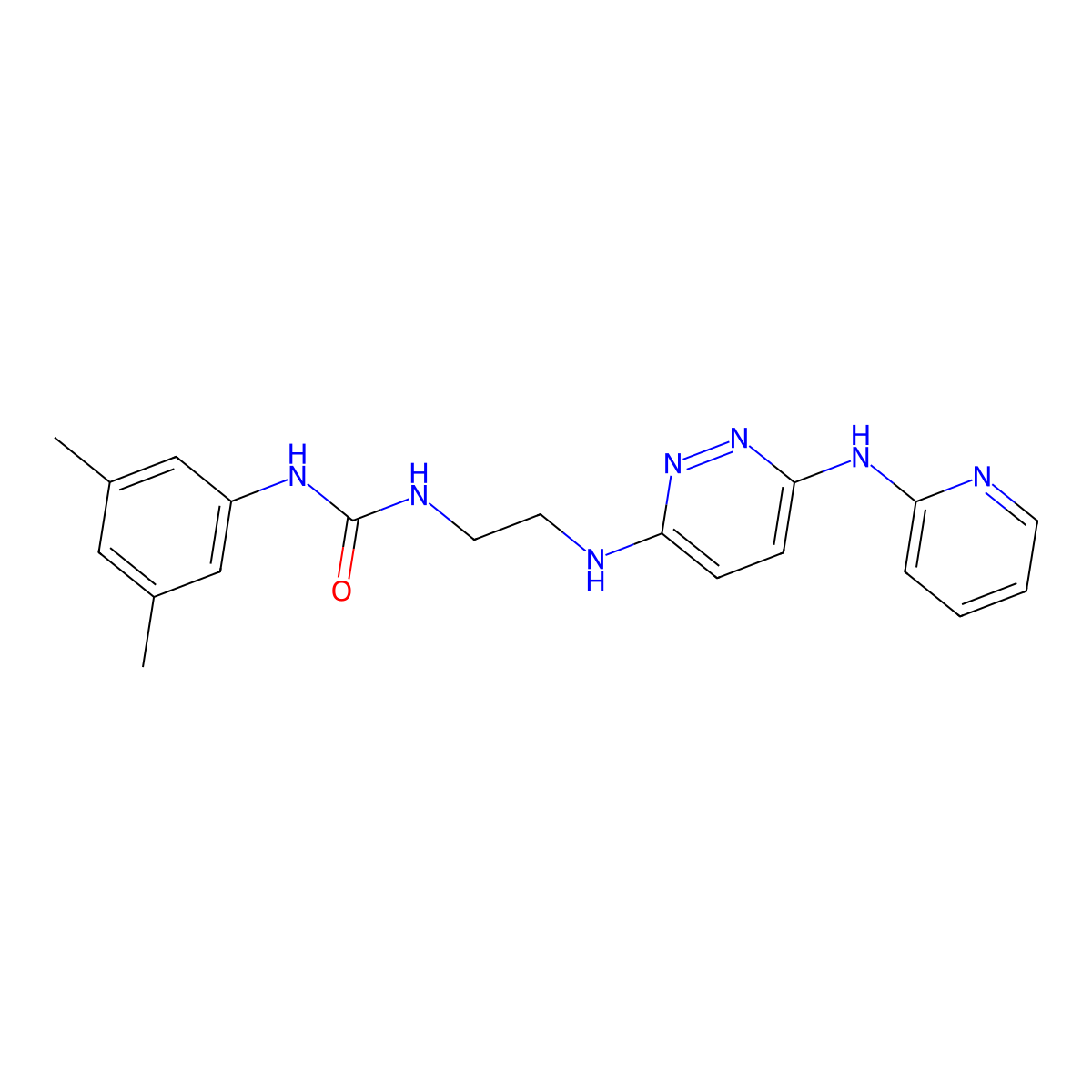 1-(3,5-Dimethylphenyl)-3-(2-((6-(pyridin-2-ylamino)pyridazin-3-yl)amino)ethyl)urea molecular structure, CAS 1040646-96-5