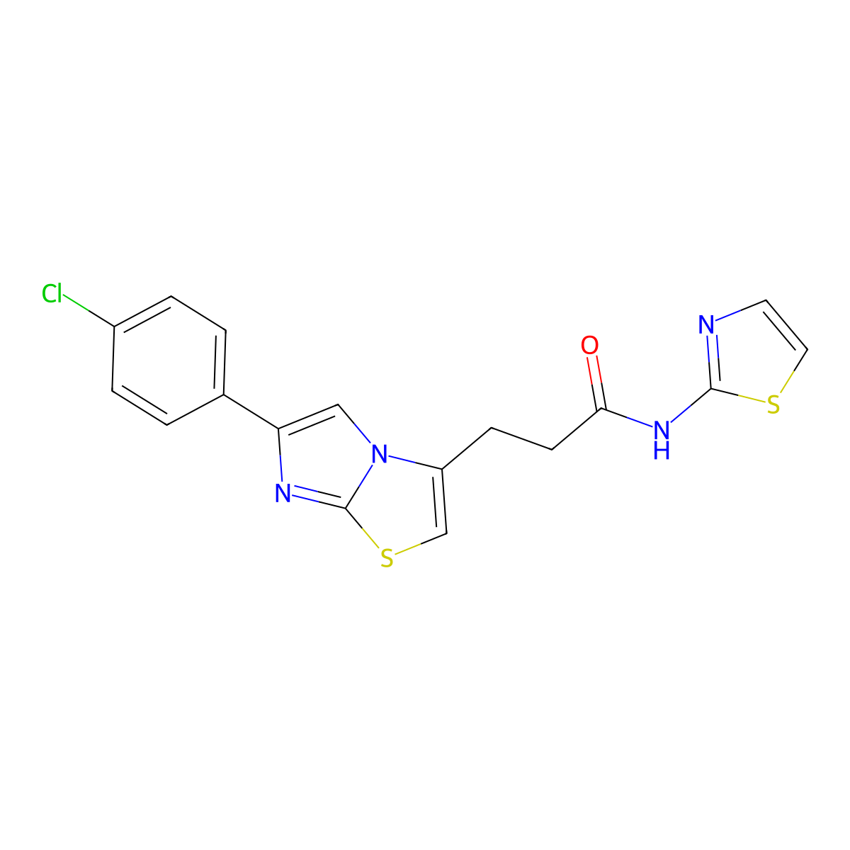 3-(6-(4-chlorophenyl)imidazo[2,1-b]thiazol-3-yl)-N-(thiazol-2-yl)propanamide molecular structure, CAS 1040647-00-4