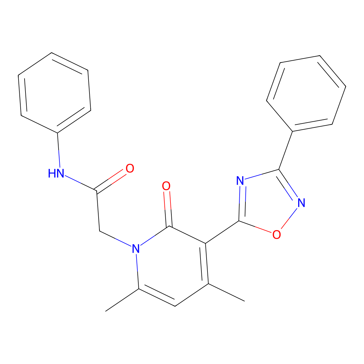 2-(4,6-dimethyl-2-oxo-3-(3-phenyl-1,2,4-oxadiazol-5-yl)pyridin-1(2H)-yl)-N-phenylacetamide molecular structure, CAS 1040647-01-5