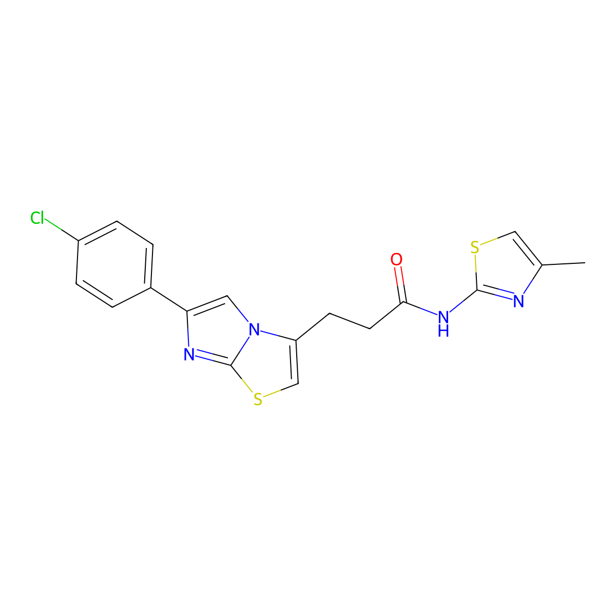 3-(6-(4-chlorophenyl)imidazo[2,1-b]thiazol-3-yl)-N-(4-methylthiazol-2-yl)propanamide molecular structure, CAS 1040647-07-1