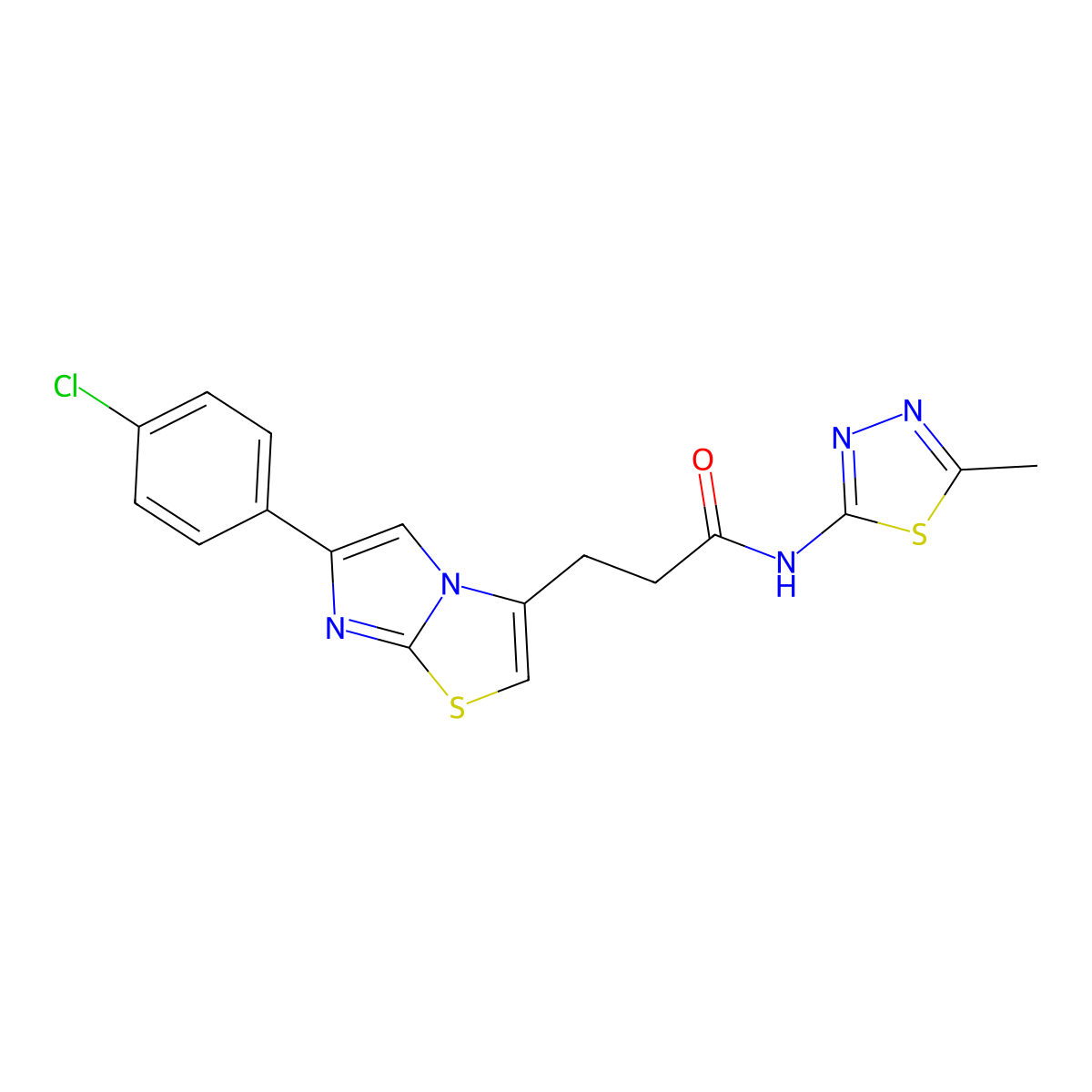 3-(6-(4-chlorophenyl)imidazo[2,1-b]thiazol-3-yl)-N-(5-methyl-1,3,4-thiadiazol-2-yl)propanamide molecular structure, CAS 1040647-14-0