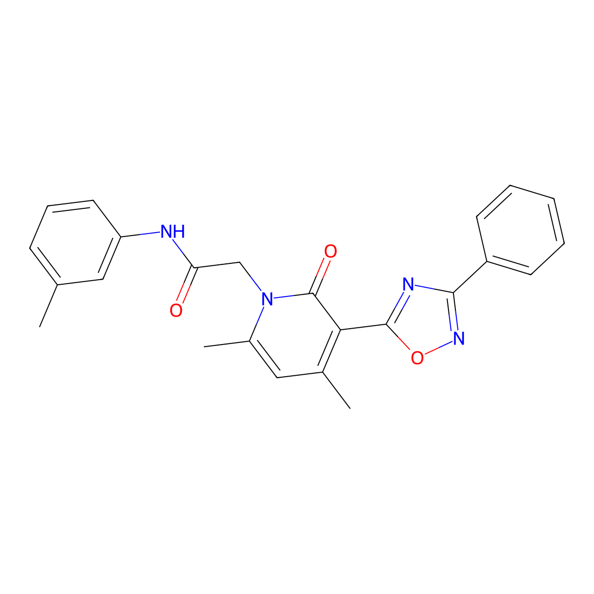 2-(4,6-dimethyl-2-oxo-3-(3-phenyl-1,2,4-oxadiazol-5-yl)pyridin-1(2H)-yl)-N-(m-tolyl)acetamide molecular structure, CAS 1040647-15-1