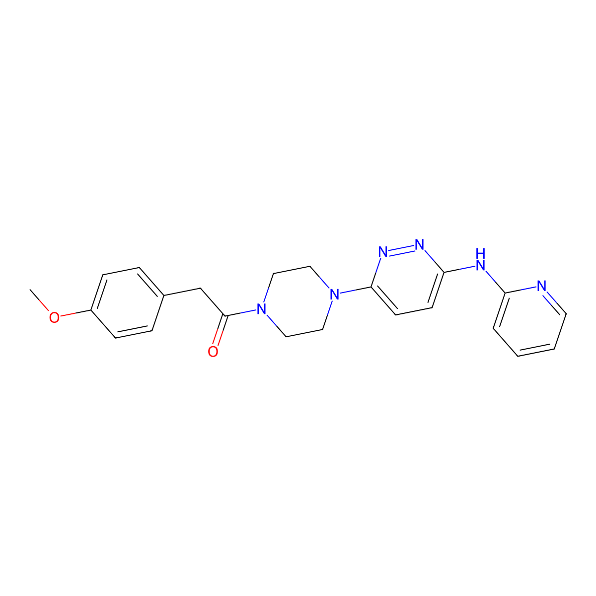 2-(4-Methoxyphenyl)-1-(4-(6-(pyridin-2-ylamino)pyridazin-3-yl)piperazin-1-yl)ethanone molecular structure, CAS 1040647-17-3