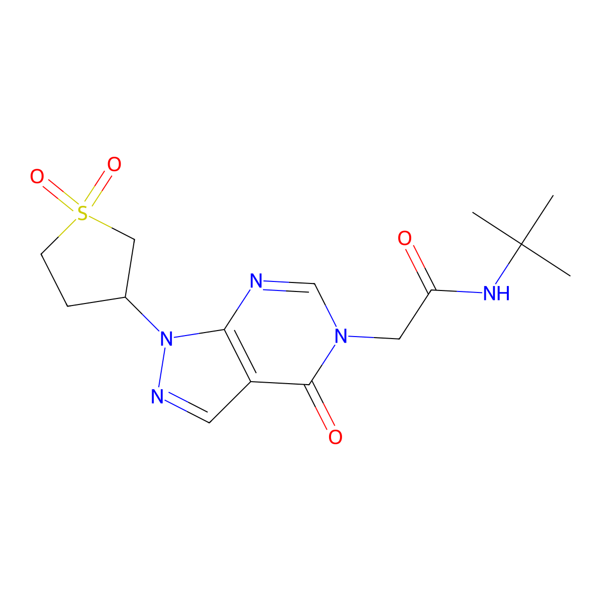 N-(tert-butyl)-2-(1-(1,1-dioxidotetrahydrothiophen-3-yl)-4-oxo-1H-pyrazolo[3,4-d]pyrimidin-5(4H)-yl)acetamide molecular structure, CAS 1040647-18-4