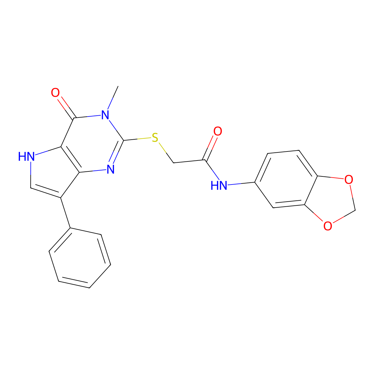 N-(1,3-benzodioxol-5-yl)-2-[(3-methyl-4-oxo-7-phenyl-4,5-dihydro-3H-pyrrolo[3,2-d]pyrimidin-2-yl)sulfanyl]acetamide molecular structure, CAS 1040647-26-4