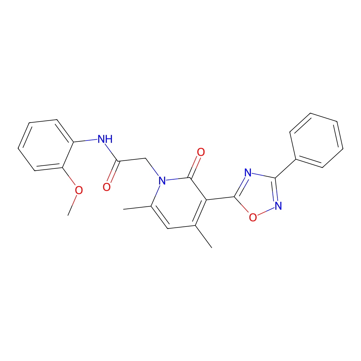 2-(4,6-dimethyl-2-oxo-3-(3-phenyl-1,2,4-oxadiazol-5-yl)pyridin-1(2H)-yl)-N-(2-methoxyphenyl)acetamide molecular structure, CAS 1040647-28-6