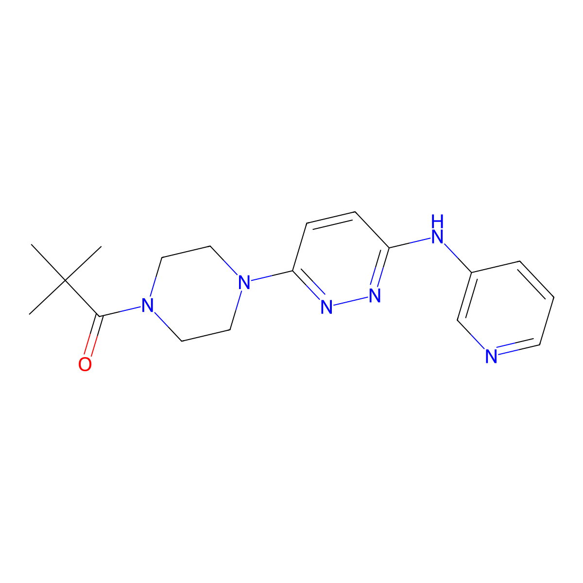 2,2-Dimethyl-1-(4-(6-(pyridin-3-ylamino)pyridazin-3-yl)piperazin-1-yl)propan-1-one molecular structure, CAS 1040647-29-7