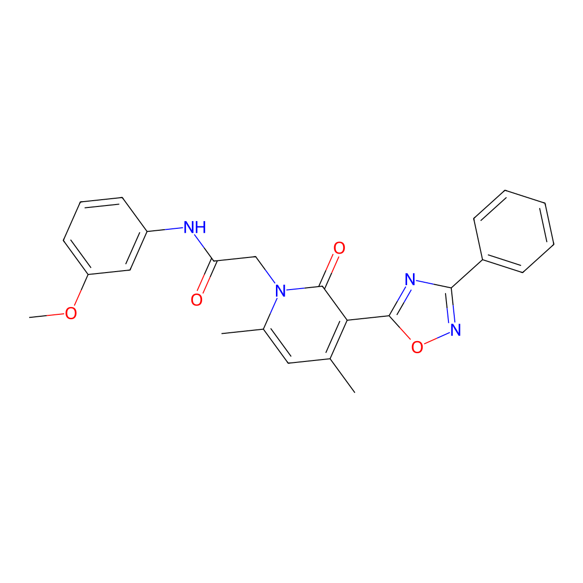 2-(4,6-dimethyl-2-oxo-3-(3-phenyl-1,2,4-oxadiazol-5-yl)pyridin-1(2H)-yl)-N-(3-methoxyphenyl)acetamide molecular structure, CAS 1040647-34-4