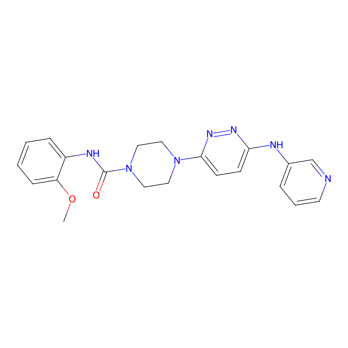 N-(2-methoxyphenyl)-4-(6-(pyridin-3-ylamino)pyridazin-3-yl)piperazine-1-carboxamide molecular structure, CAS 1040647-35-5